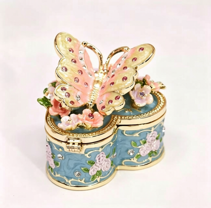 Metal Enamel Jewelry Box, Butterfly & Heart Shaped Ring Box, Valentine's Day Gift, Creative Ornament