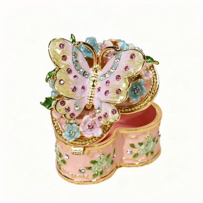 Metal Enamel Jewelry Box, Butterfly & Heart Shaped Ring Box, Valentine's Day Gift, Creative Ornament