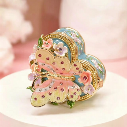Metal Enamel Jewelry Box, Butterfly & Heart Shaped Ring Box, Valentine's Day Gift, Creative Ornament