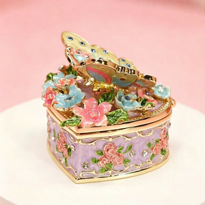 Metal Enamel Jewelry Box, Butterfly & Heart Shaped Ring Box, Valentine's Day Gift, Creative Ornament