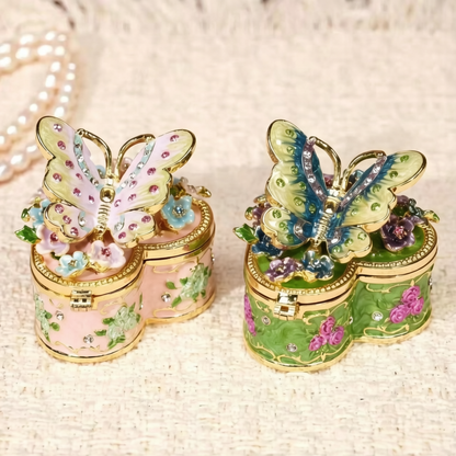 Metal Enamel Jewelry Box, Butterfly & Heart Shaped Ring Box, Valentine's Day Gift, Creative Ornament