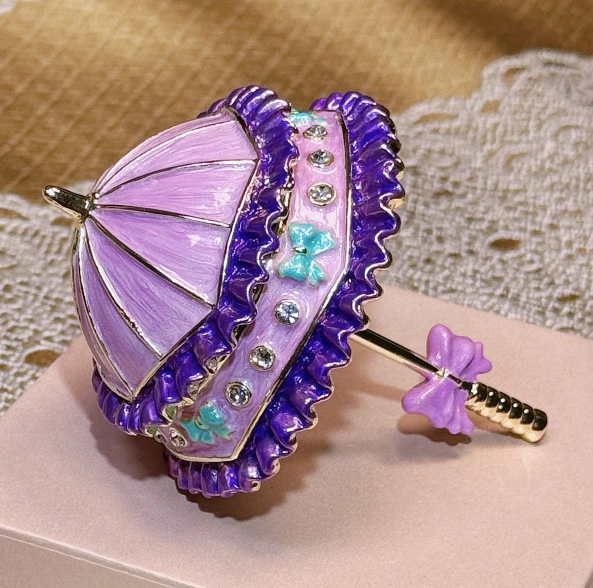 Metal Enamel Jewelry Box, Umbrella Ornament, Creative Home Decor Storage Box, Ring Box, Light Luxury Handicraft